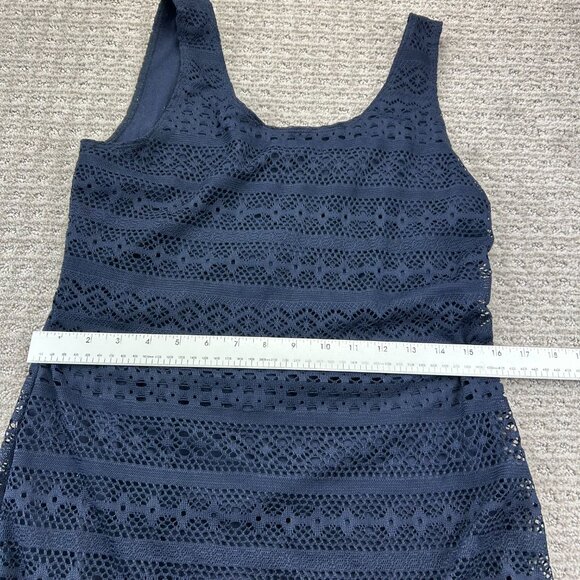 Garage Lace Dress Women Size Large L Navy Blue Party Cocktail 1/2 Back Zipper - Picture 7 of 9